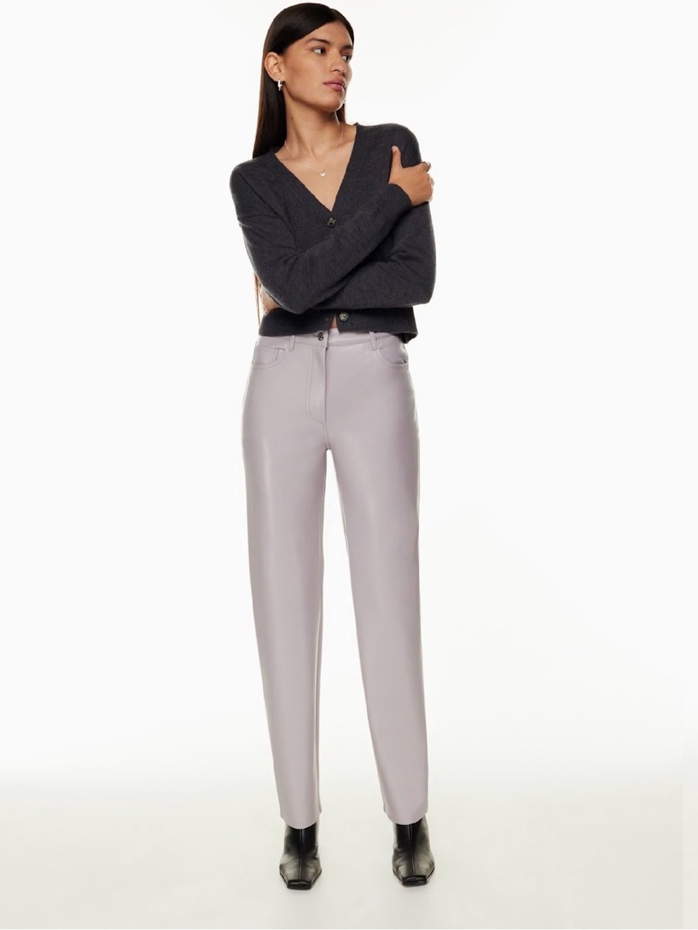 WILFRED by Aritzia The Melina Vegan Leather Straight Leg Trousers Pant Size 10